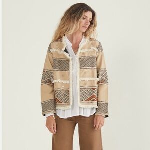 NATURA Women's Beige Patterned Jacket NWT Size L